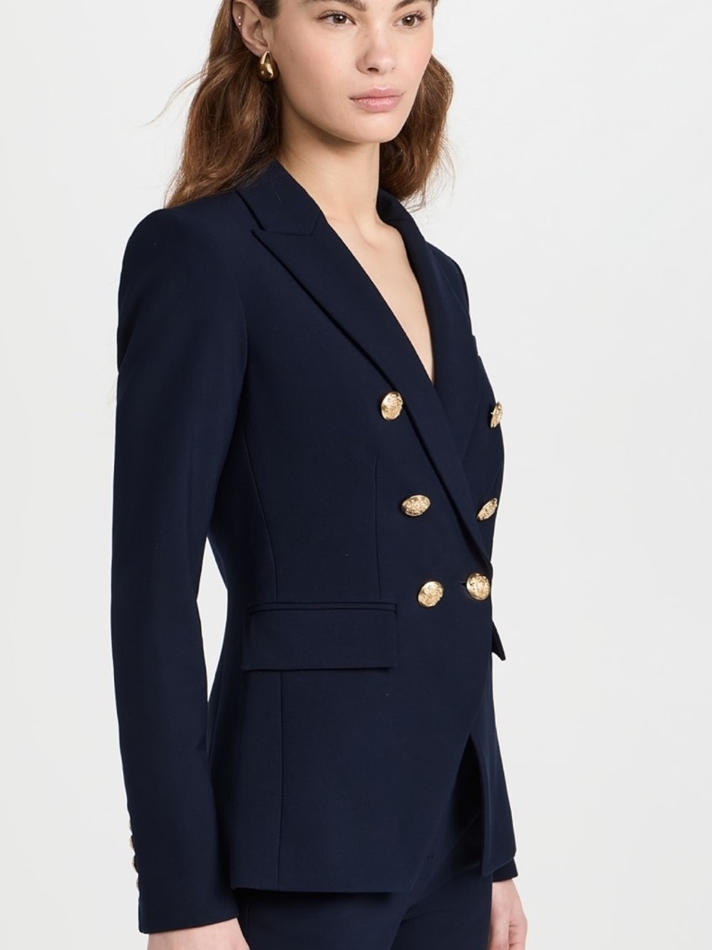 Veronica Beard Miller Dickey Navy Blazer Linen Blend Jacket with Gold Buttons 16 - Picture 9 of 14